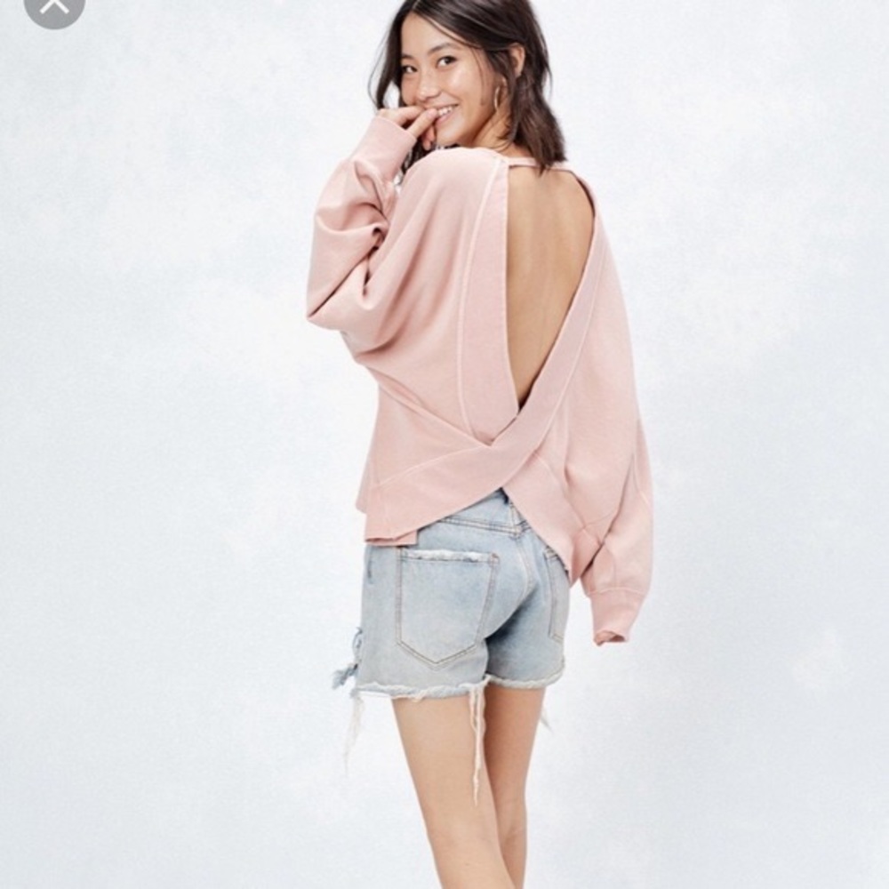 Lovestitch pink open back sweater